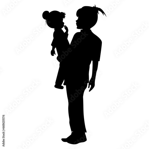 silhouette of mother and daughter