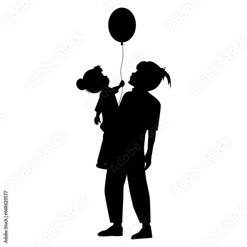 silhouette of mother and daughter