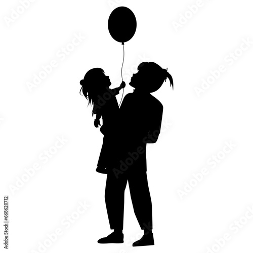 silhouette of mother and daughter
