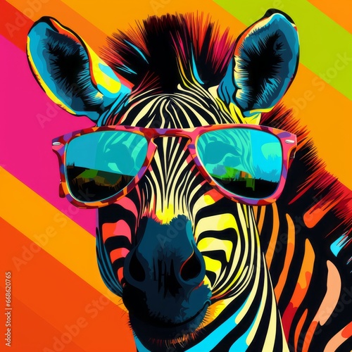 a zebra wearing sunglasses