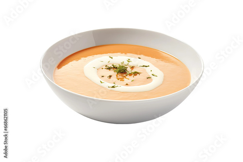 Delicious Soup Presentation in Classic White Bowl Isolated on Transparent Background
