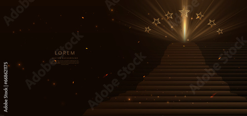 Elegant golden scene diagonal glowing with lighting effect sparkle on black background. Template premium award design.