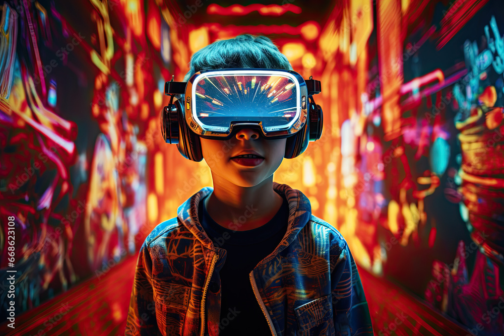 Obraz premium Kid in a Virtual Reality