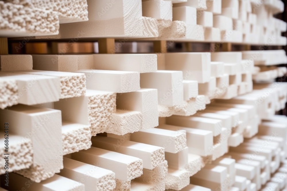 detail view of fresh-formed building blocks exiting a mold detail view of fresh-formed building blocks exiting a mold