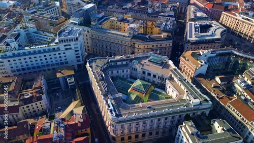 Wallpaper Mural Aerial view of the city skyline at dawn flies back. Sunset pageant shot from cityscape. Roofs of houses. architecture. urban drone
Aerial photography. Short flight showing skyscrapers Torontodigital.ca