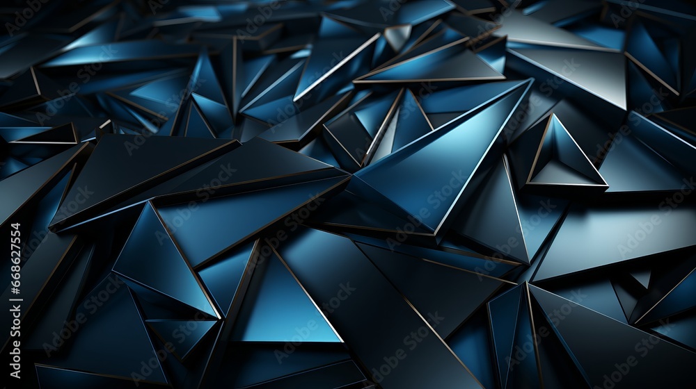 Abstract blue and black angular geometry wallpaper. Generative AI. Abstract blue and black angular geometry wallpaper. Generative AI.