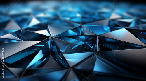 Abstract blue and black angular geometry wallpaper. Generative AI.