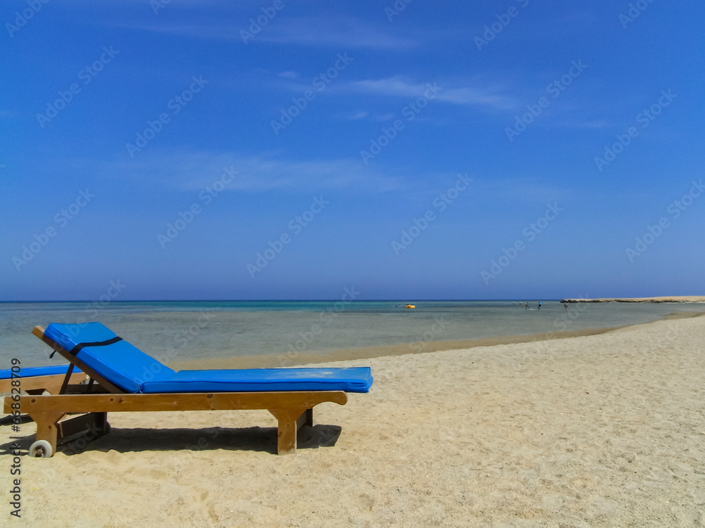 Deck Chair on a beach of the red sea