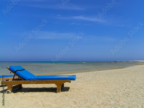 Deck Chair on a beach of the red sea