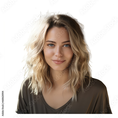 White female 27 years old, Brown-blonde hair, Confident smile isolated on transparent background