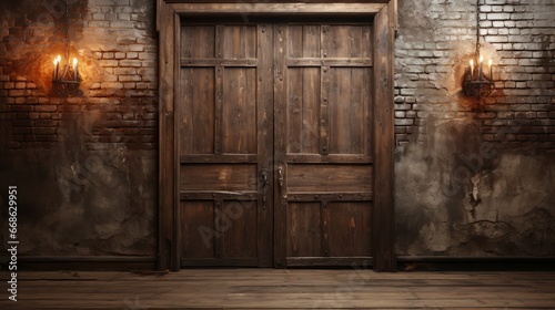 An old rustic wooden door. Generative AI.
