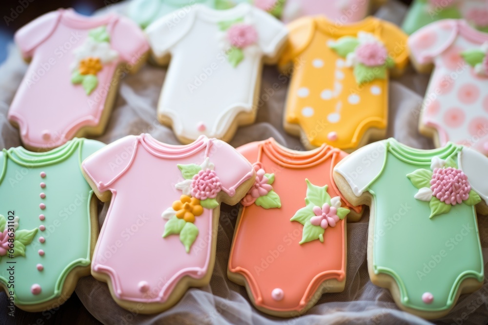 baby-themed cookies decorated with colorful icing