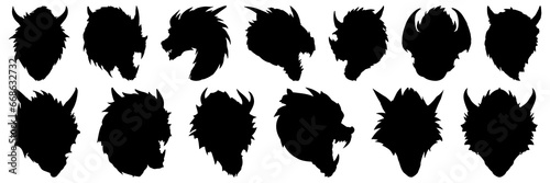 Dragon silhouettes set  large pack of vector silhouette design  isolated white background