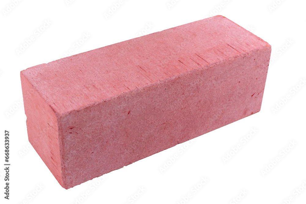 building brick close-up on a white background, brick stone for construction, clay products building brick close-up on a white background, brick stone for construction, clay products