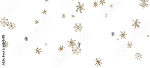 Snowflake Ballet: Exquisite 3D Illustration of Descending Festive Snowflakes in Motion