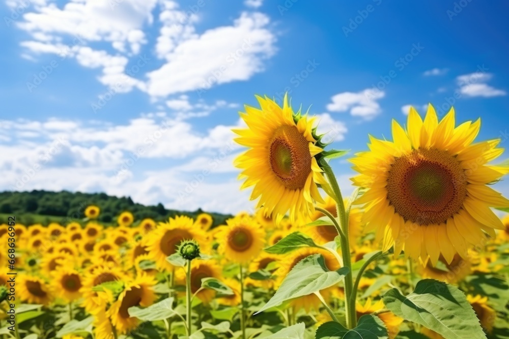 lush sunflower field under a sunny sky