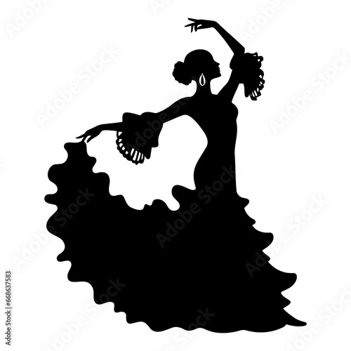 Woman Flamenco dancer silhouette. Vector illustration