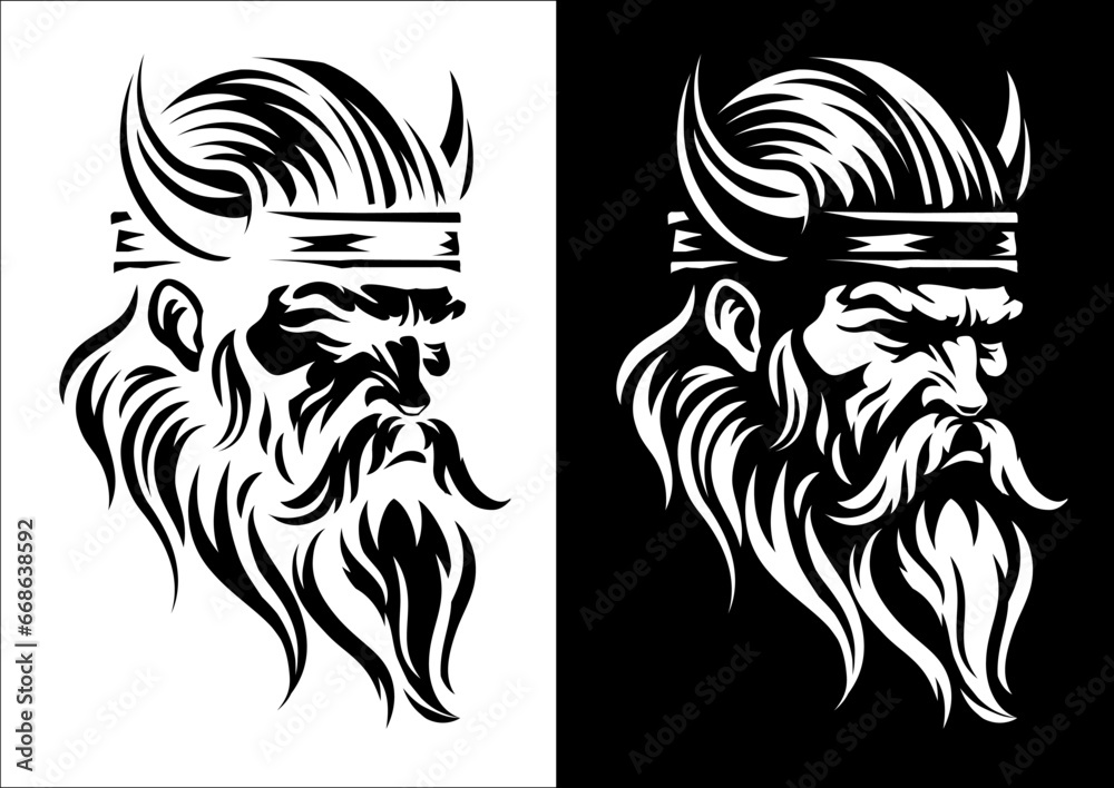 A Viking warrior or barbarian gladiator man mascot face looking strong wearing a helmet. In a retro vintage woodcut style. A Viking warrior or barbarian gladiator man mascot face looking strong wearing a helmet. In a retro vintage woodcut style.