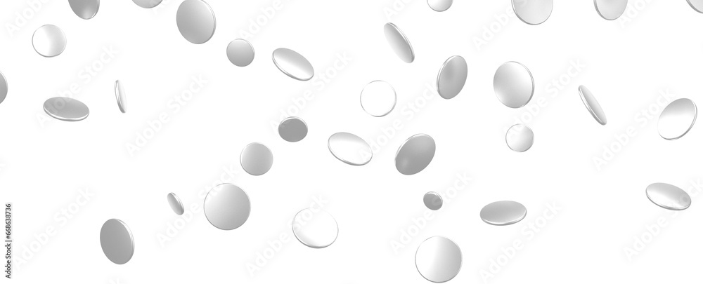 silver Rainfall: Astonishing 3D Illustration of silver Confetti Shower silver Rainfall: Astonishing 3D Illustration of silver Confetti Shower