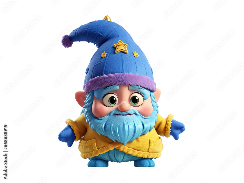 Obraz premium Adorable and charming christmas gnome 3D cartoon character With colorful fur, the gnome with cuteness and holiday spirit on transparent background. Generative Ai.