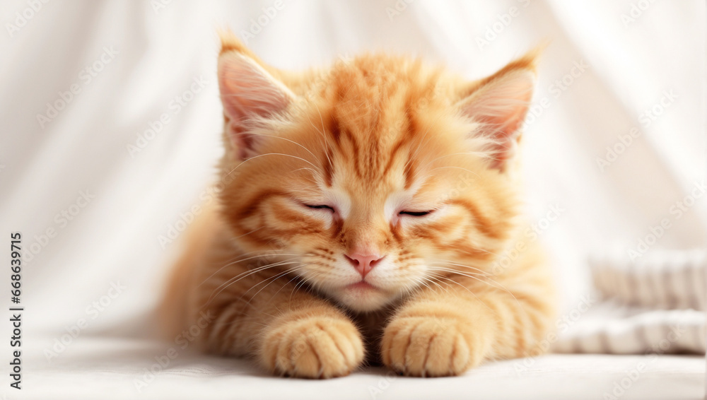 Cute ginger cat sleeping