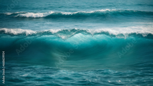 Abstract water ocean wave, blue, aqua, teal texture. Blue and white water wave web banner Graphic Resource as background for ocean wave abstract. Backdrop for copy space. Generative AI.