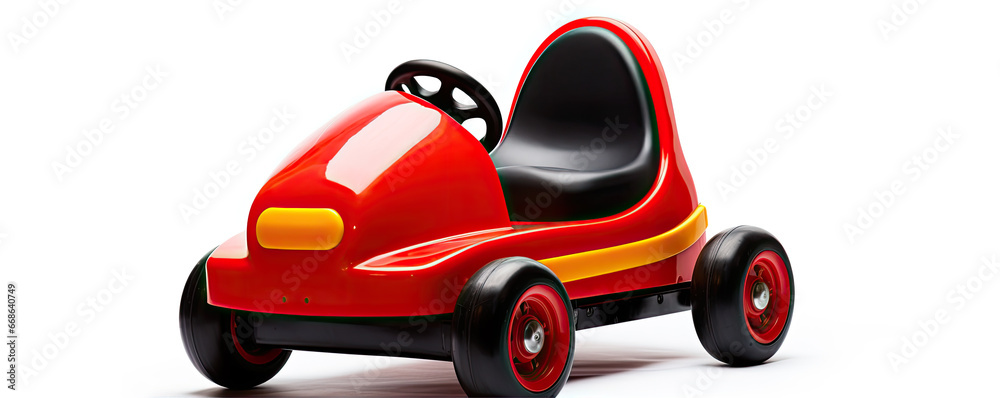 Go cart for children isolated. Small toy plastic car on white background. Go cart for children isolated. Small toy plastic car on white background.