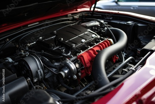 close up of a car engine under the hood © altitudevisual