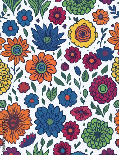 Vibrant Flower Vector Design. Vector illustrations depicting flowers geometric shapes and wild blooms. 