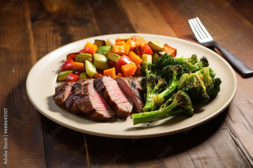 plate of paleo diet meal with meat and veggies plate of paleo diet meal with meat and veggies