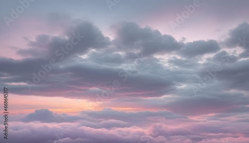 Beautiful color combination in the clouds during a winter sunrise with soft tones, creating a warm and cold atmosphere simultaneously