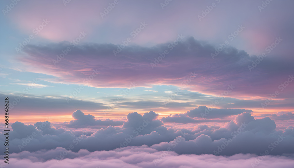 Beautiful color combination in the clouds during a winter sunrise with soft tones, creating a warm and cold atmosphere simultaneously Beautiful color combination in the clouds during a winter sunrise with soft tones, creating a warm and cold atmosphere simultaneously