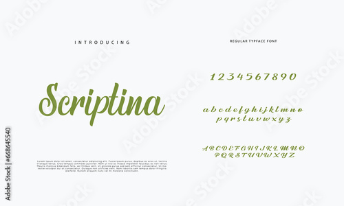 Abstract Calligraphy font alphabet. Minimal modern urban fonts for logo, brand etc. Typography typeface uppercase lowercase and number. vector illustration 