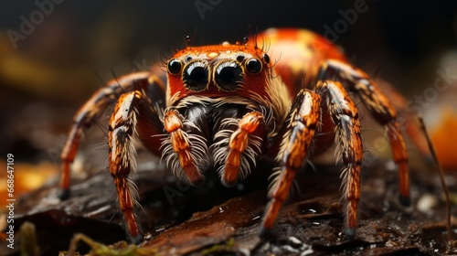 Cute little spider close-up. Generative AI.