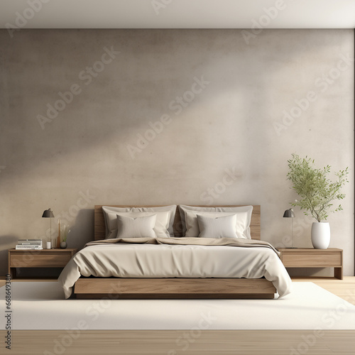 Contemporary Bedroom interior, Bedroom interior mockup, Contemporary style Bedroom mockup, empty wall mockup