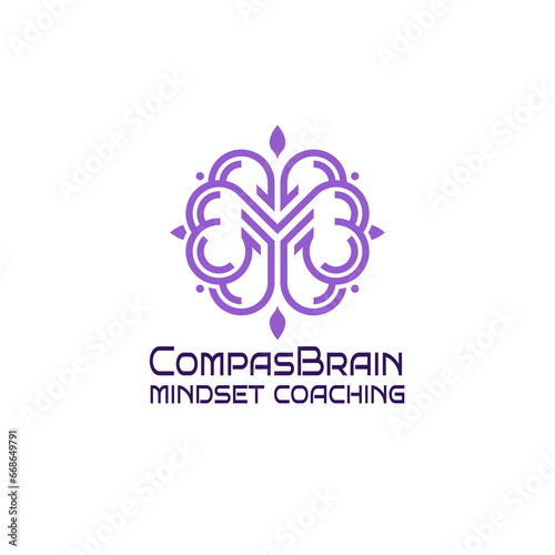 simple logo of brain and compass