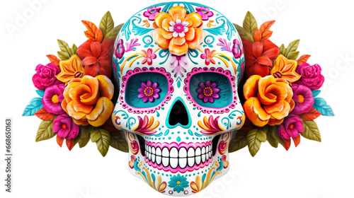 Day of the dead isolated on transparent background, Generative ai.