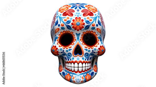 Day of the dead isolated on transparent background, Generative ai.