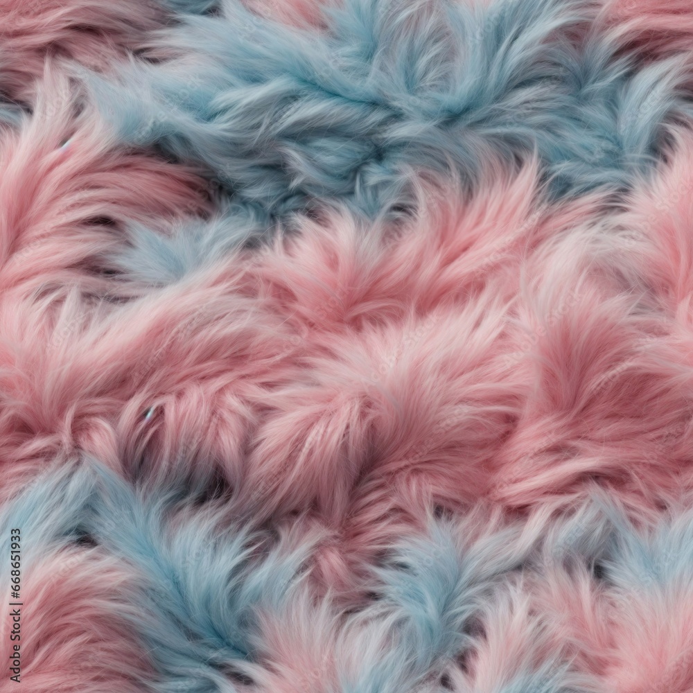 Fototapeta premium Pink and blue fur seamless texture pattern
