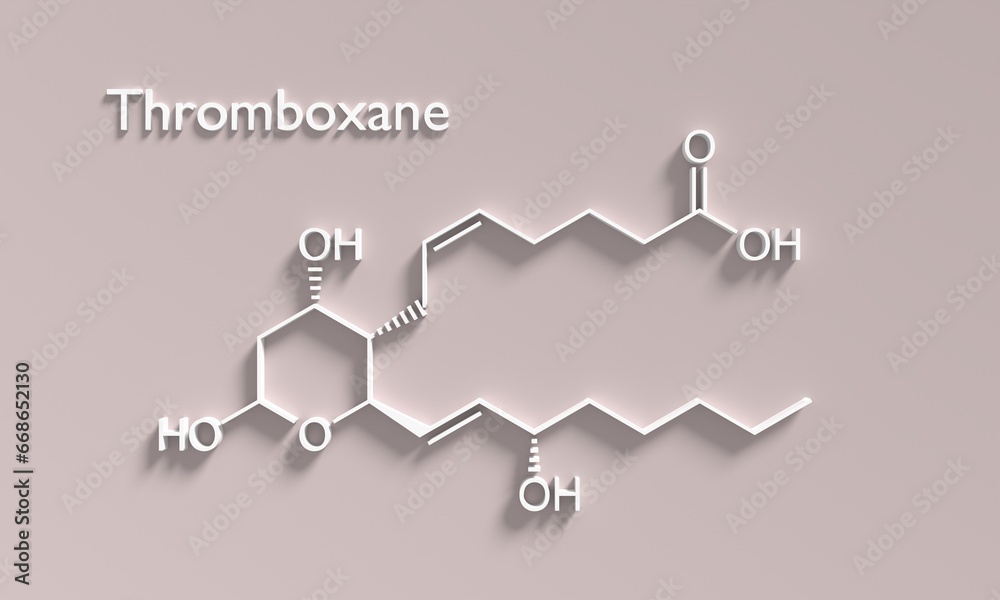 Thromboxane B2 biomolecule molecular formula. Skeletal molecule
