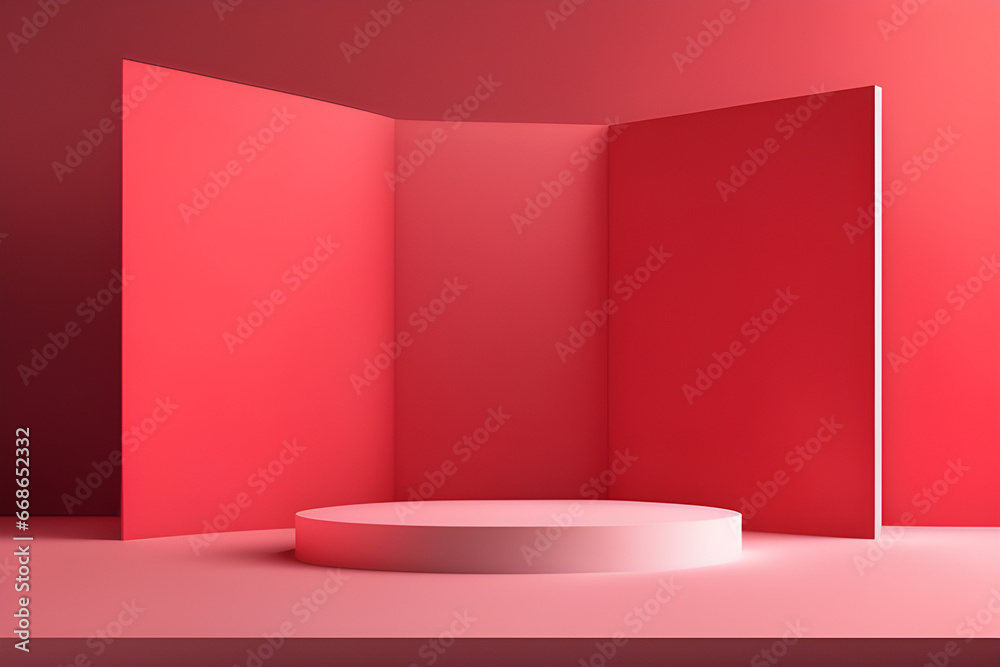 Obraz premium A light red ultra-detailed minimal abstract background tailored for product presentations with a haze touch