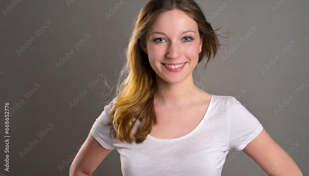 Fototapeta premium portrait of a woman with white t shirt