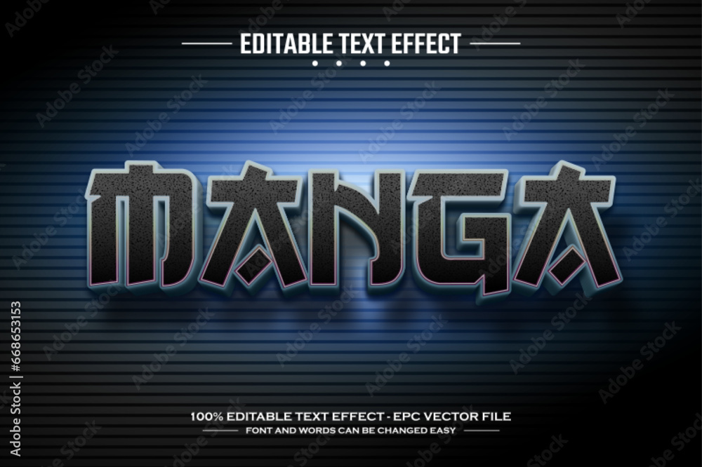 Manga 3D editable text effect template