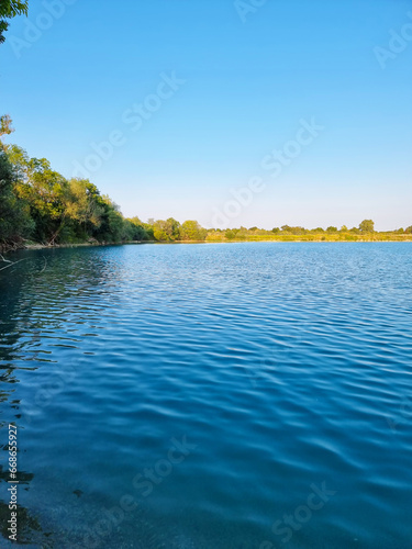 Beautiful summer sunny day on the lake Cice in Velika Gorica near Zagreb, Croatia