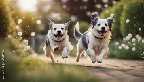 Happy dog running in park