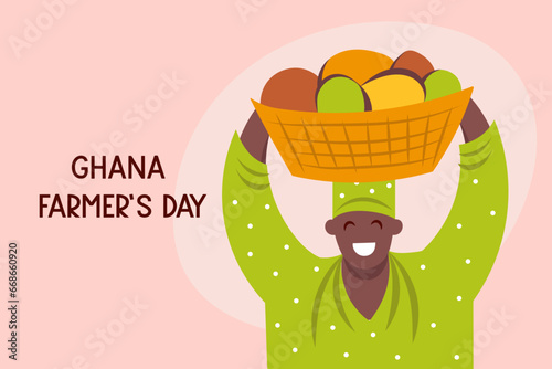 Ghana farmers day. Male farmer with busket