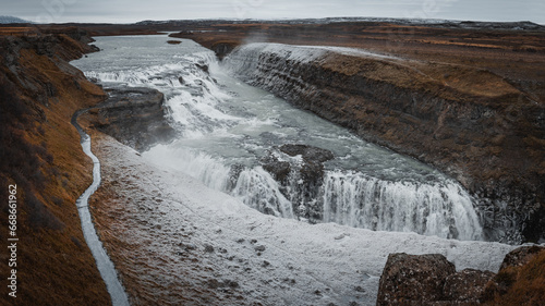 Gullfoss waterfall, Hvita river, Golden Circle Route, Iceland, Europe