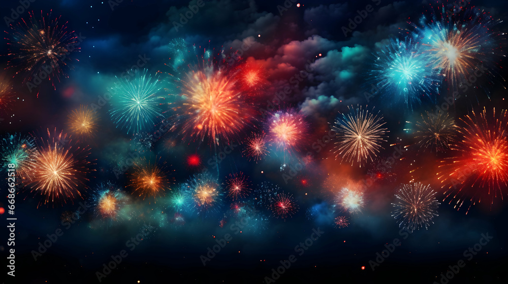 Fireworks celebration background,Generated Ai
