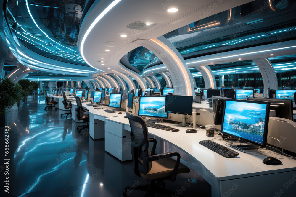 Obraz premium Interior modern call centre office