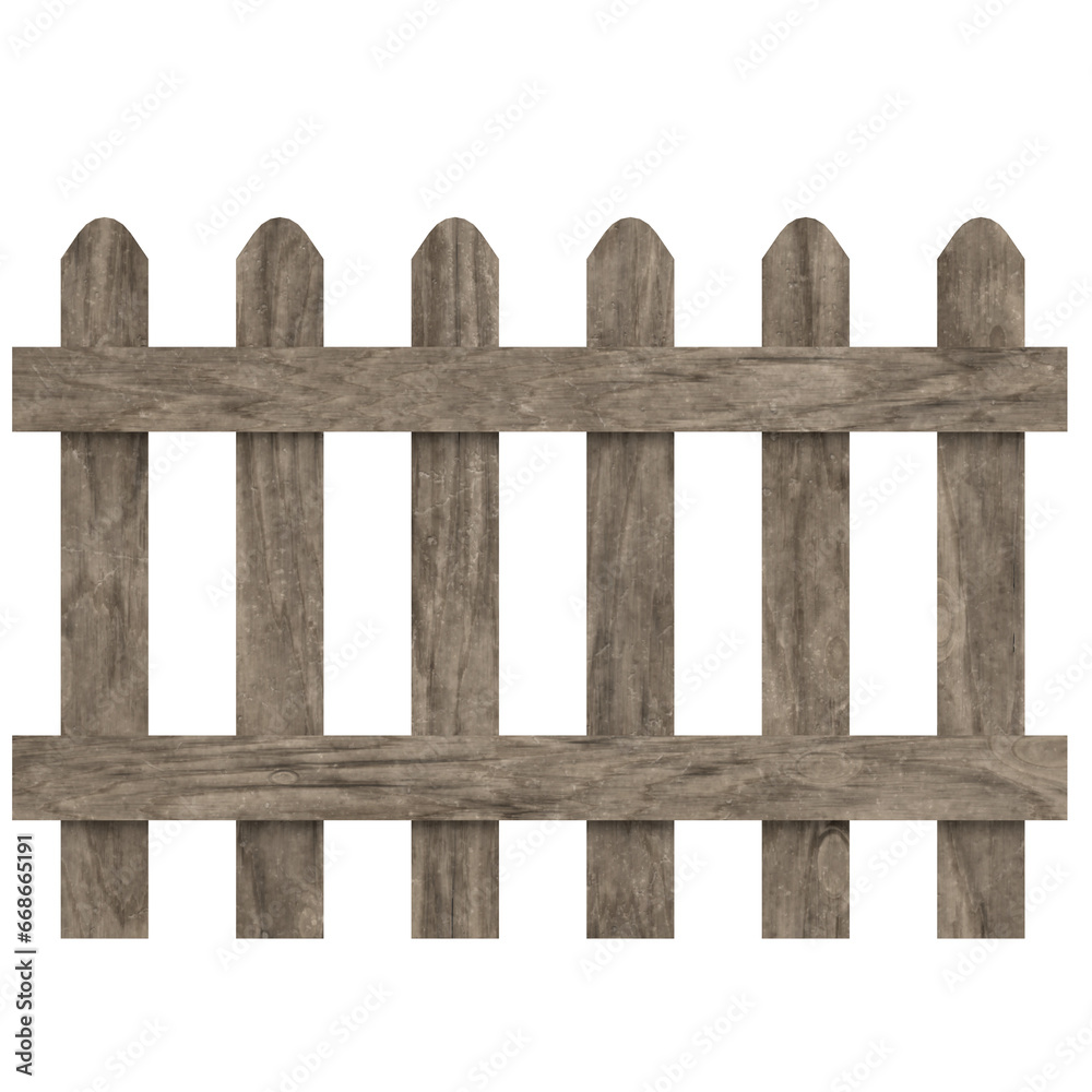 3D rendering illustration of a wooden fence